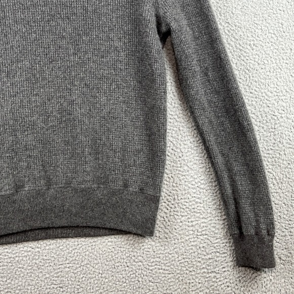 Polo Ralph Lauren Mens L Washable 100% Cashmere Hoodie Grey Waffle Knit Sweater - Picture 8 of 13